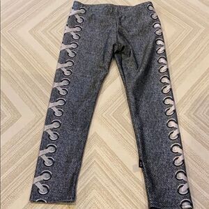 Terez Little Girls Denim Side Laces Print Leggings